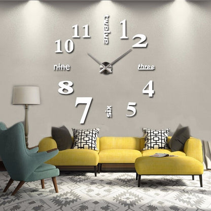 3d real big wall clock rushed mirror sticker diy living room decor