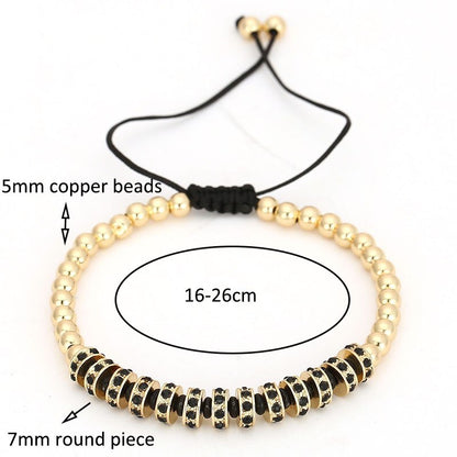 2Pcs/Lot Luxury Micro Pave CZ Crown Tube Bracelets Sets Brading Beaded