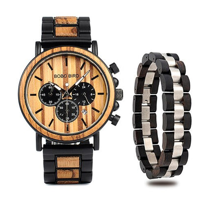 Reloj de madera con pulsera silver