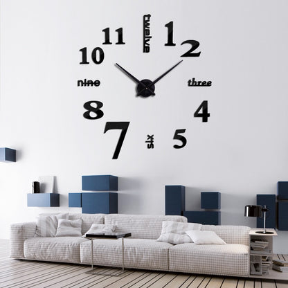 3d real big wall clock rushed mirror sticker diy living room decor