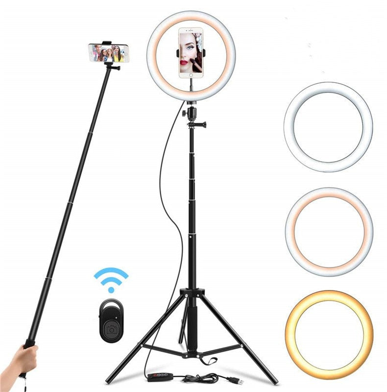 Selfie Ring Light Dimmable 130cm Tripod Stand Cell Phone Holder Led