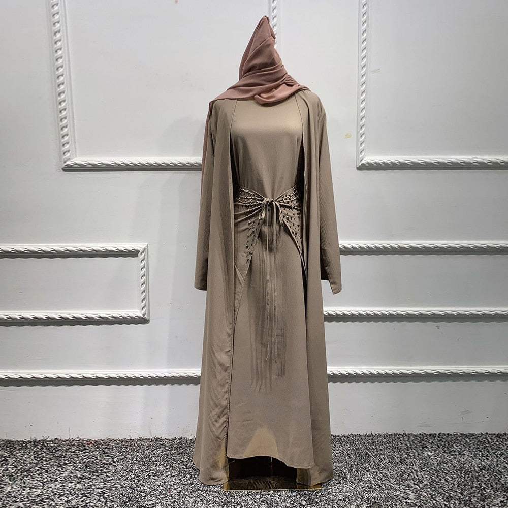 Open Abaya Sets Hijab Long Dress For Muslim Women