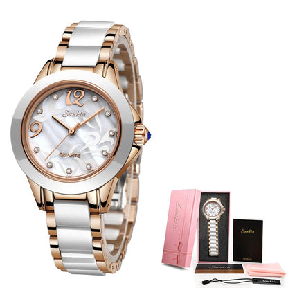 Luxury Crystal Watch Women Waterproof Rose Gold