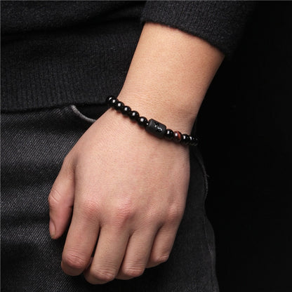 12 Constellation Zodiac Signs Bracelet Natural Black Onyx Stone