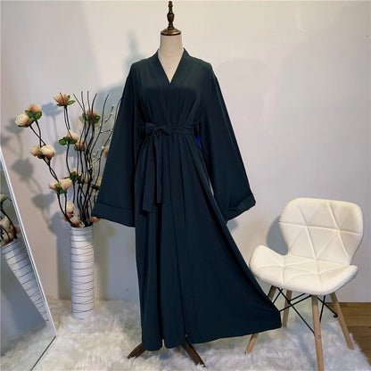 Fashion Muslim Dress Smooth Silky Elegant Pure Color