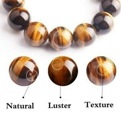 6/8/10/12mm Gorgeous Blue Tiger Eye Bracelets for Men Women