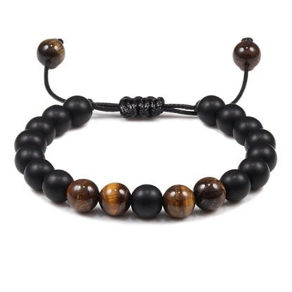 Bracelet Tiger Eye Stone Braided Bracelet Black Matte Natural Stone