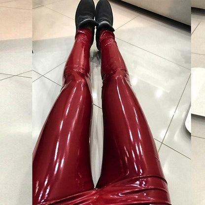 Women High Waist Push Up Leather Leggings