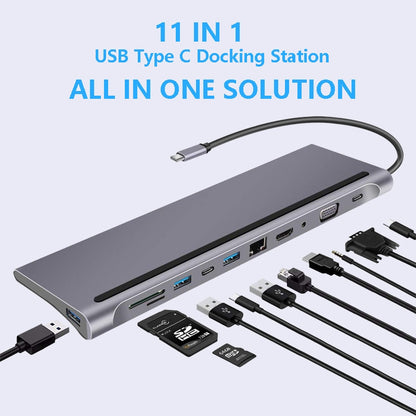 USB C Laptop Docking Station HDMI VGA USB PD LAN RJ45 SD Hub Adapter