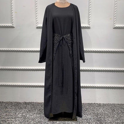 Open Abaya Sets Hijab Long Dress For Muslim Women