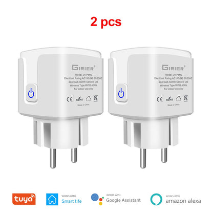 Wifi Smart Plug 20A EU Smart Socket Outlet with Power Monitor Timer