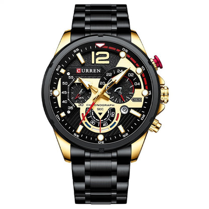 Chronograph Wristwatches Luxury Stainless Steel Clock