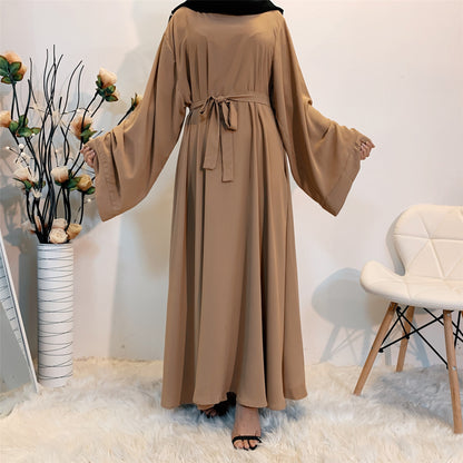 Muslim Fashion Abaya Long Dresses Women With Sashes Islamic Clothing