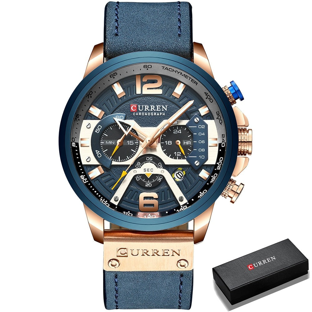 Mens Watches Top Brand Luxury Leather Sports