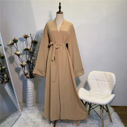 Fashion Muslim Dress Smooth Silky Elegant Pure Color