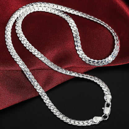 925 Sterling Silver 6mm Full Sideways Necklace 18/20/24 Inch Chain