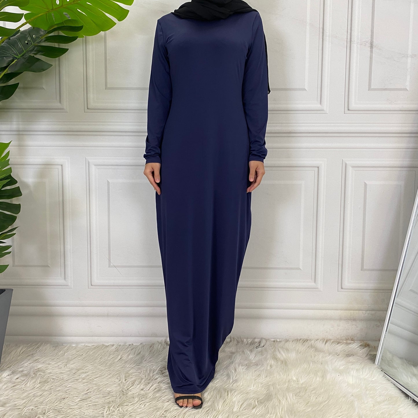 Islamic Abaya Long Sleeve Maxi Slim Inner Dress