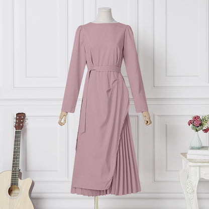 Fashion Long Sleeve Pleated Sundress Elegant Women OL Work