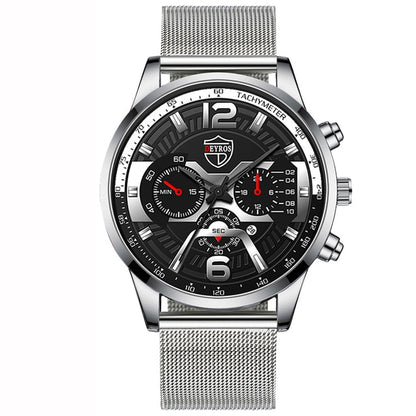 Stainless Steel Mesh Belt Quartz Watch, Business Casual