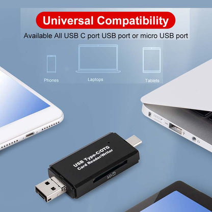 Universal 3 in 1 Card Reader Type C & Micro USB & USB to Micro SD TF