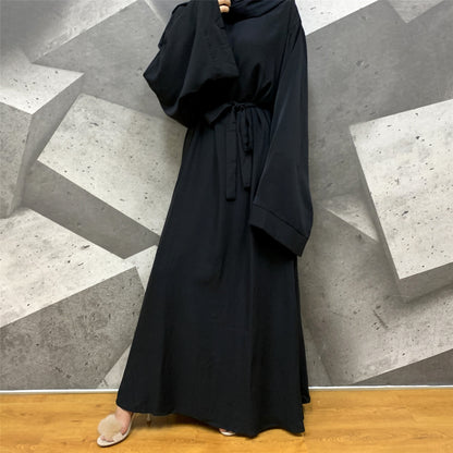 Muslim Fashion Abaya Long Dresses Women With Sashes Islamic Clothing