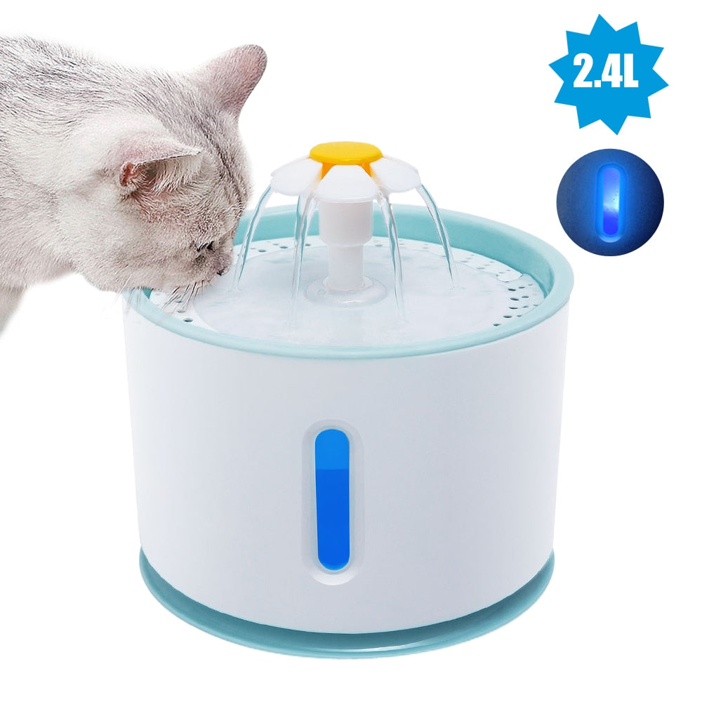 Pet Cat Water Dispenser Feeder Bowl LED Light Smart - Alicetheluxe