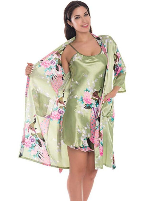 Women's Summer Mini Kimono Bath Gown