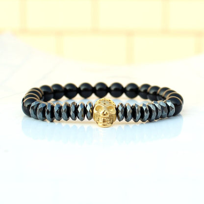 Bracelet Matte Oxyn Stone Beads Skull Erkek Bileklik Set Crown Jewelry