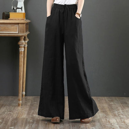 Autumn Wide Leg Pants Elegant Women High Waist Solid Flare Pants