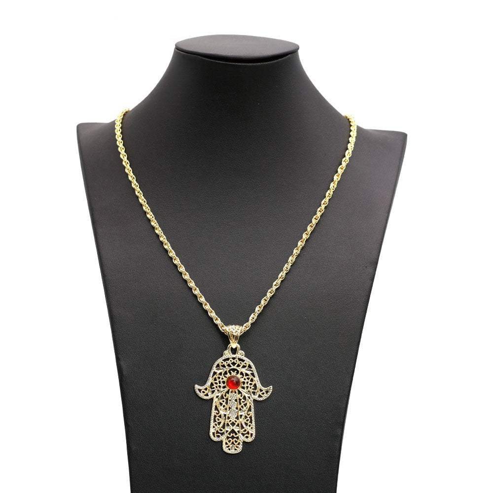Gold Color Morocco Long Pendant Necklace for Women Arabic Jewelry