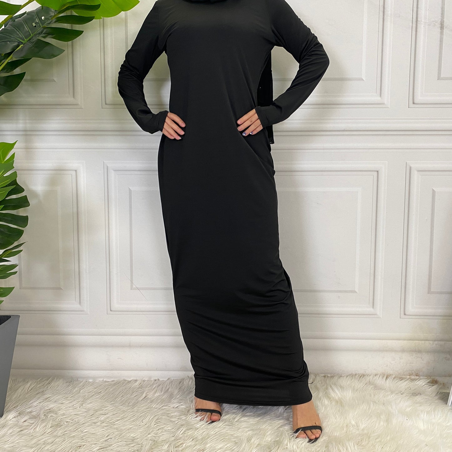 Islamic Abaya Long Sleeve Maxi Slim Inner Dress