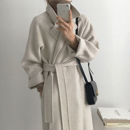 Women Woolen Coats Chic Casual Long