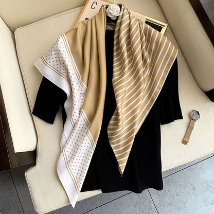 Luxury Brand Silk Satin Square Scarf Women