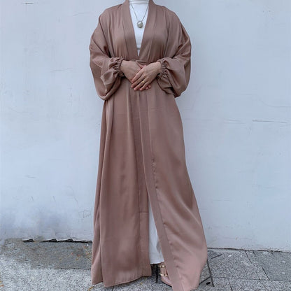 Fashion Muslim Dress Smooth Silky Elegant Pure Color