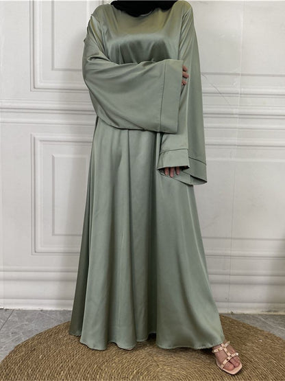 Satin Abaya Muslim Fashion Hijab Modest Dress