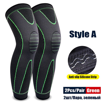 Sport Anti-slip Full Length Compression Leg Sleeves Knee Brace Support