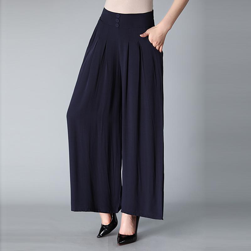 Women's Casual All-match Solid Color Thin Cropped Wide Leg Pants