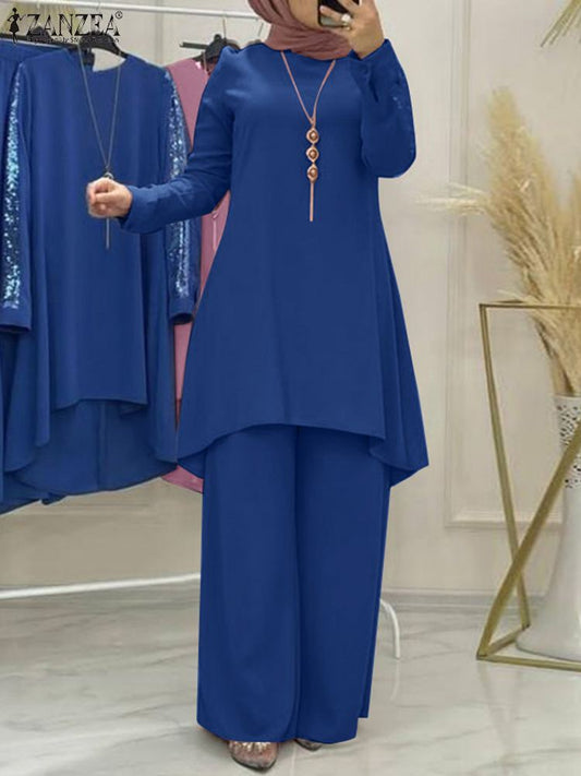 Islamic Clothing Spring Long Sleeve Sequin Blouse Pants Suits