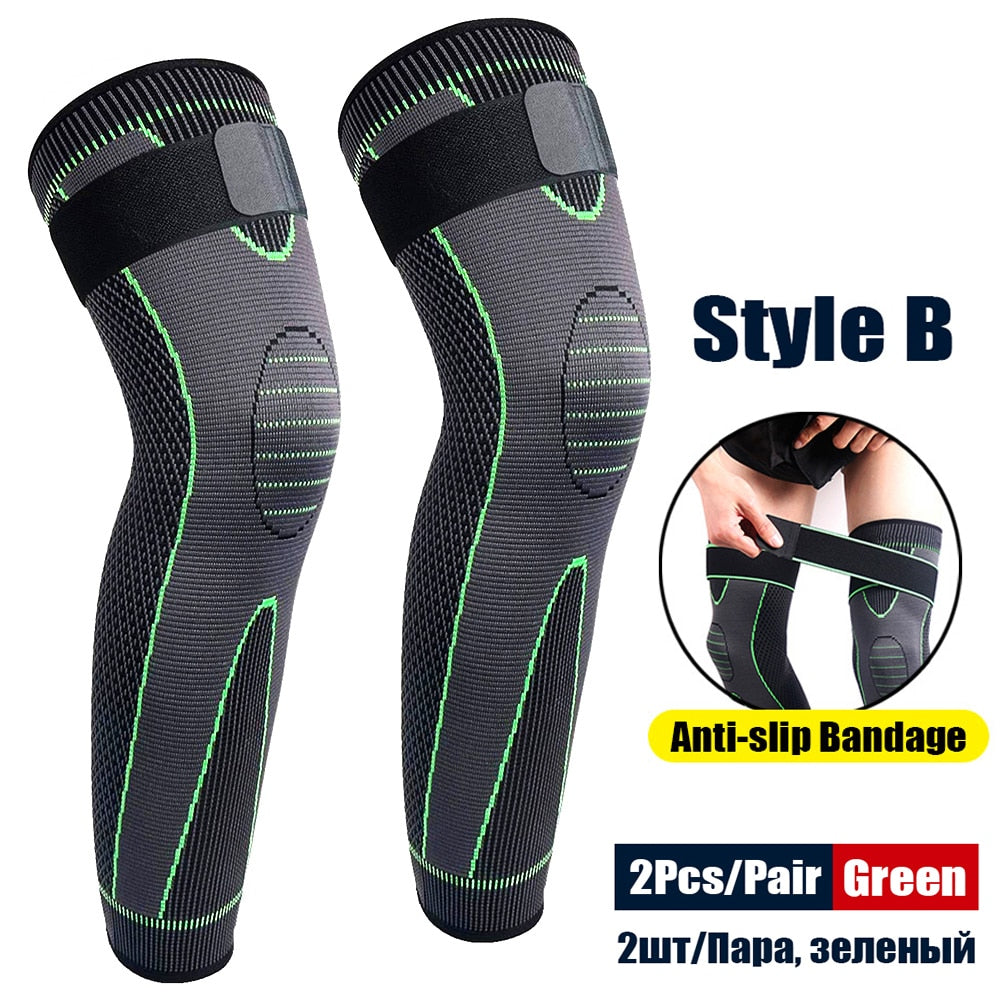 Sport Anti-slip Full Length Compression Leg Sleeves Knee Brace Support