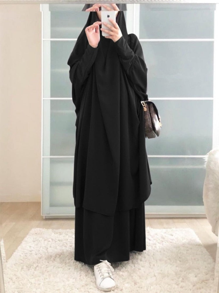 Hooded Muslim Women´s Hijab Dress Sets Islamic Clothes