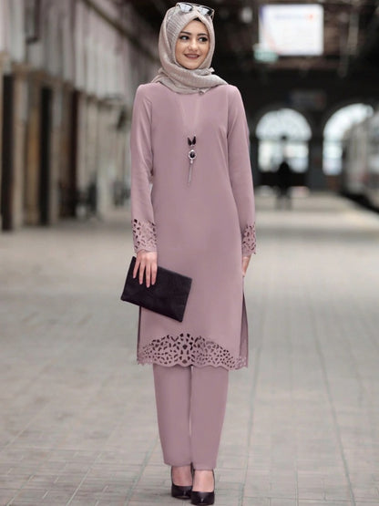 2 Piece Muslim Abaya Set Top and Pants Women