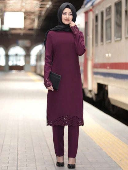 2 Piece Muslim Abaya Set Top and Pants Women