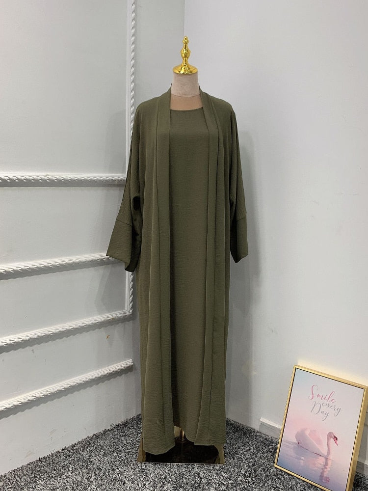 2 Piece Abaya Dress Set Muslim Women Evening Dresses