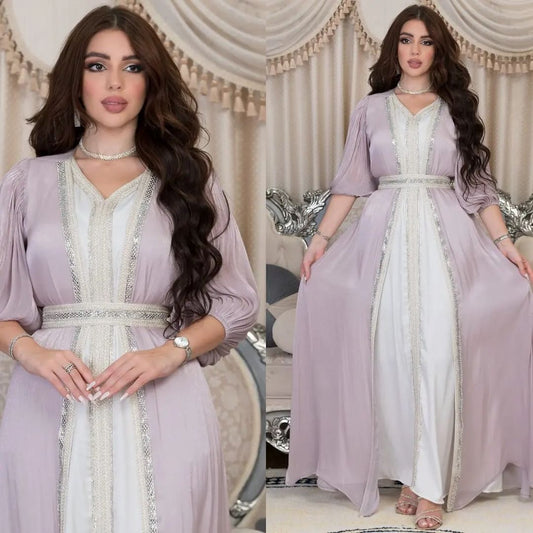 Abaya for Women Muslim Dress Fashion Three-piece
