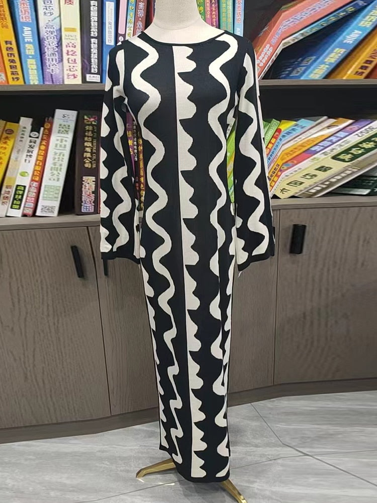 Maxi Dress Flare Long Sleeve Bodycon Dress for Women