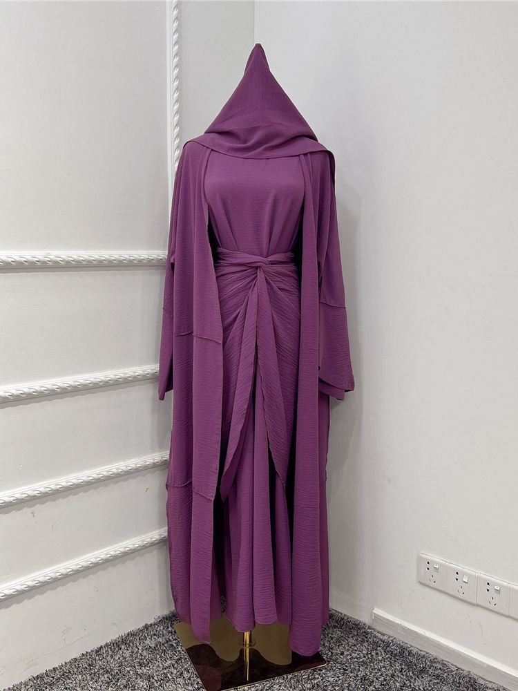 3 Pieces Abaya Muslim Sets Hijab Modest Dress For Women
