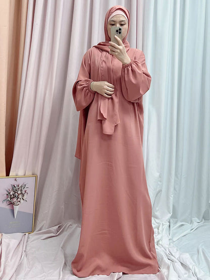 Muslim Hijab Long Dress One Piece Prayer Outfit Islamic Modest Abayas