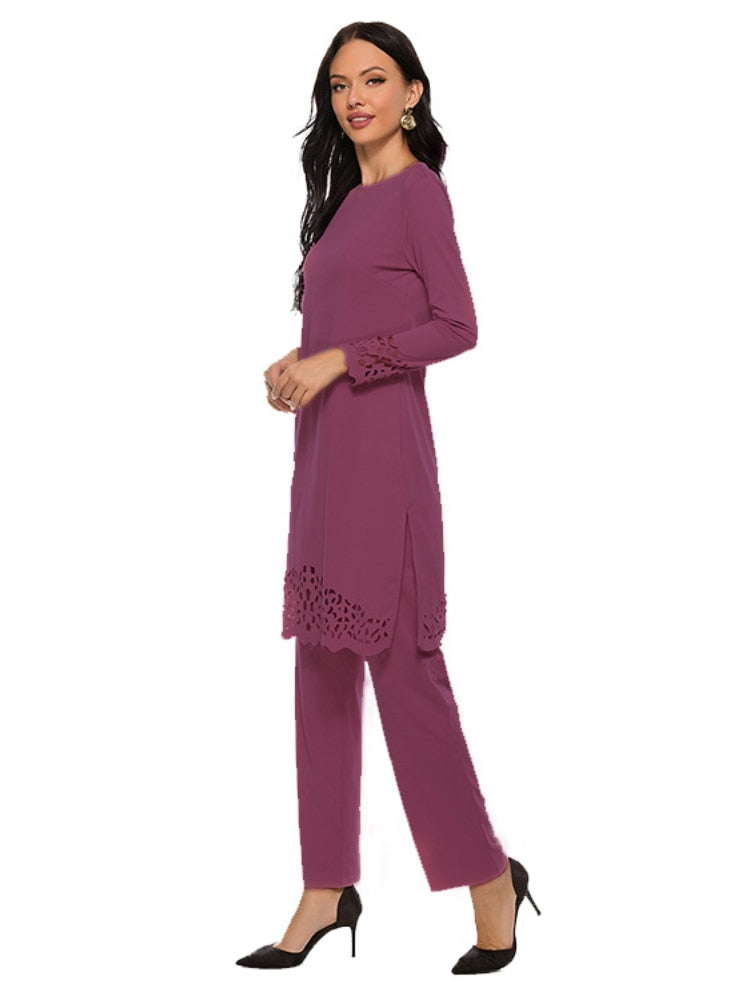 2 Piece Muslim Abaya Set Top and Pants Women