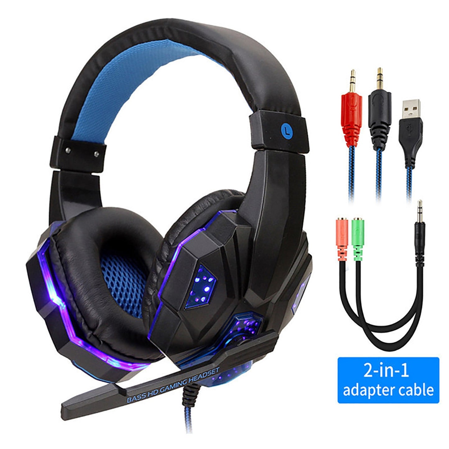 Professional Led Light Wired Gaming Headphones With Microphone