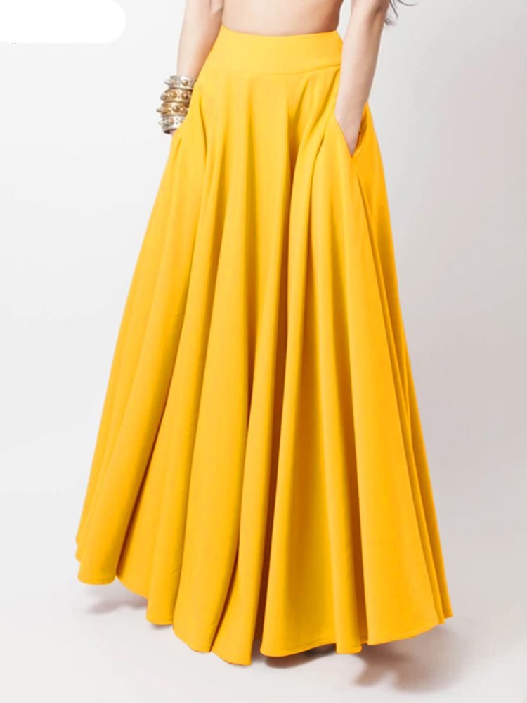 Casual Elegant A-line Women Maxi Long Skirt High Waist